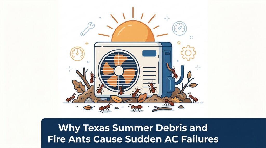 Why Texas Summer Debris and Fire Ants Cause Sudden AC Failures — featured image